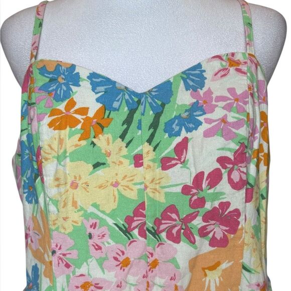 Old Navy Fit & Flare Cami Romper Floral Linen Blend Womens Size XL - Picture 5 of 12